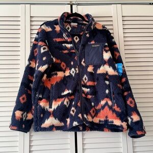 Columbia Sportswear Women’s West Bent Print Fleece Jacket II Navy/Pink Size XL